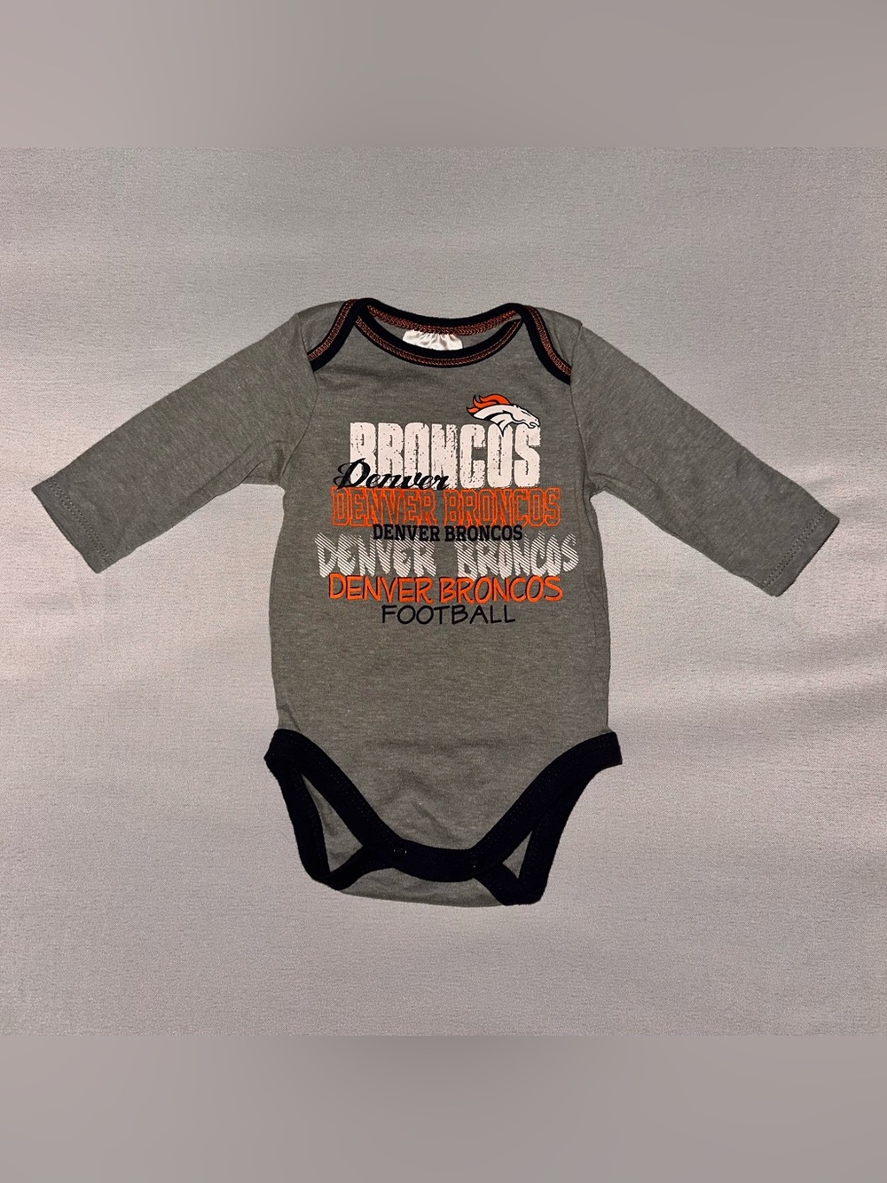 NFL Denver Broncos Gray Long-Sleeve Baby One-Piece Bodysuit